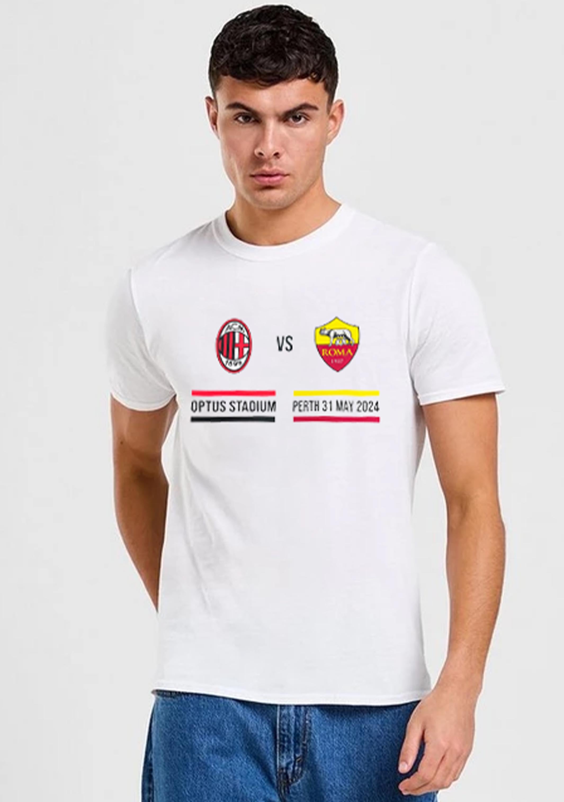 AC Milan vs AS Roma Perth Tour 2023 Official Event T-Shirt - Soccer Jersey for Fans, Men & Women - Perfect for Match Day, Gifts & Soccer Parties