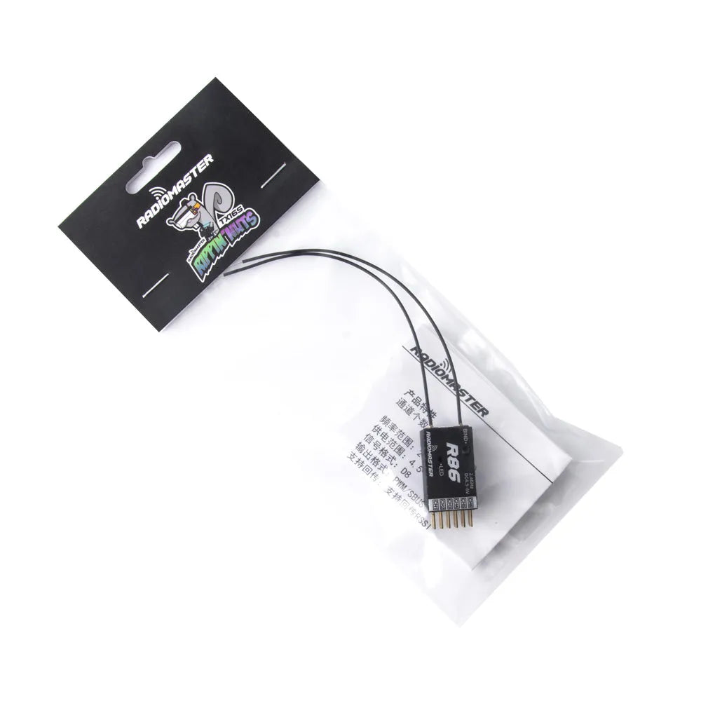 RadioMaster R86 2.4GHz 6CH Long Range Nano Receiver (Over 1KM) - PWM, FrSky D8 Compatible, RSSI Support for RC Drones, FPV Racing & DIY Quadcopters