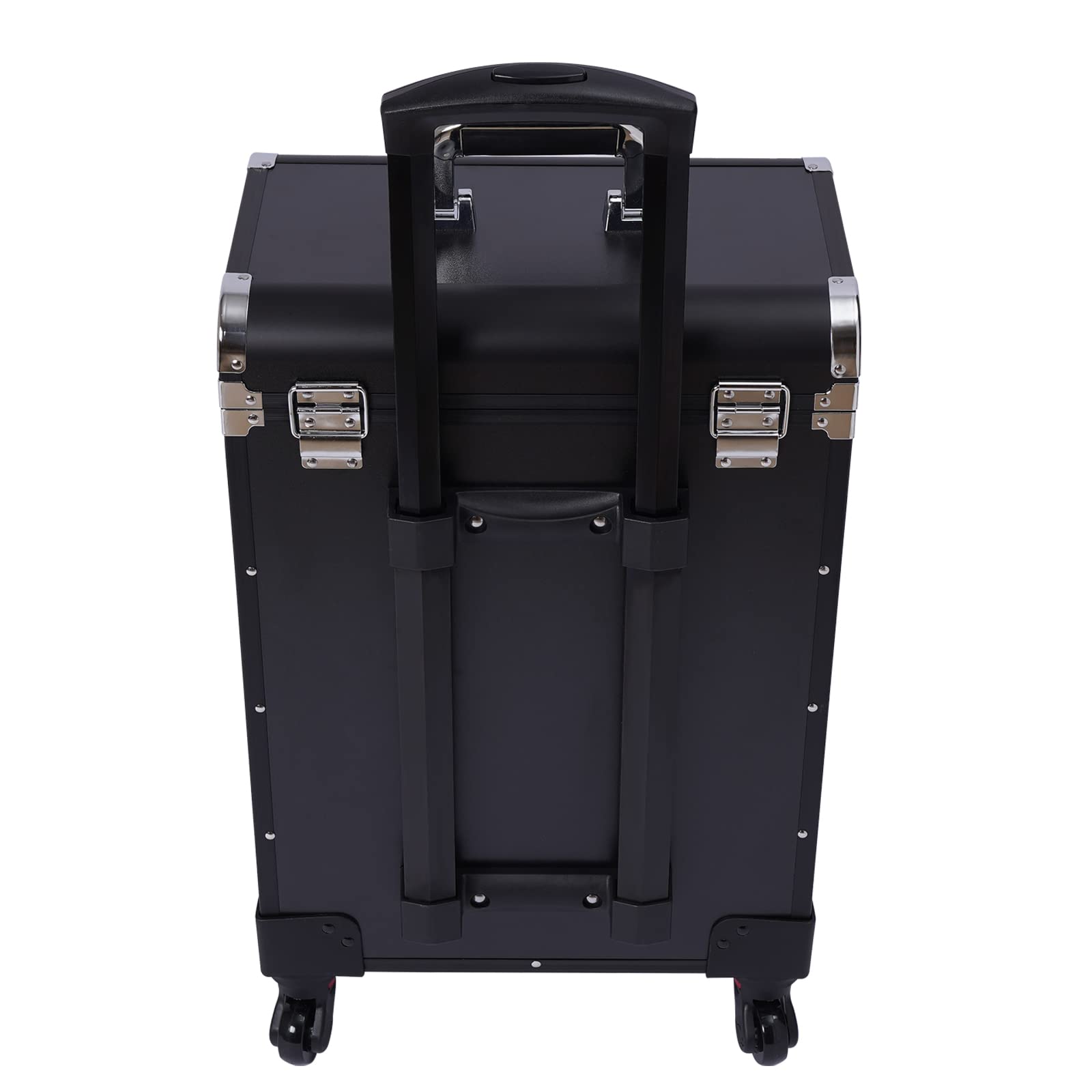 Black 22.8 Inch Spinner Wheel Makeup Suitcase - Travel Cosmetic Organizer with Drawer Storage for Lipstick & Nail Polish | Perfect for Professional Makeup Artists, Salon Stylists & Beauty Travel Accessories | Great for Air Travel, Bridal Makeup Kits & Mobile Beauty Services