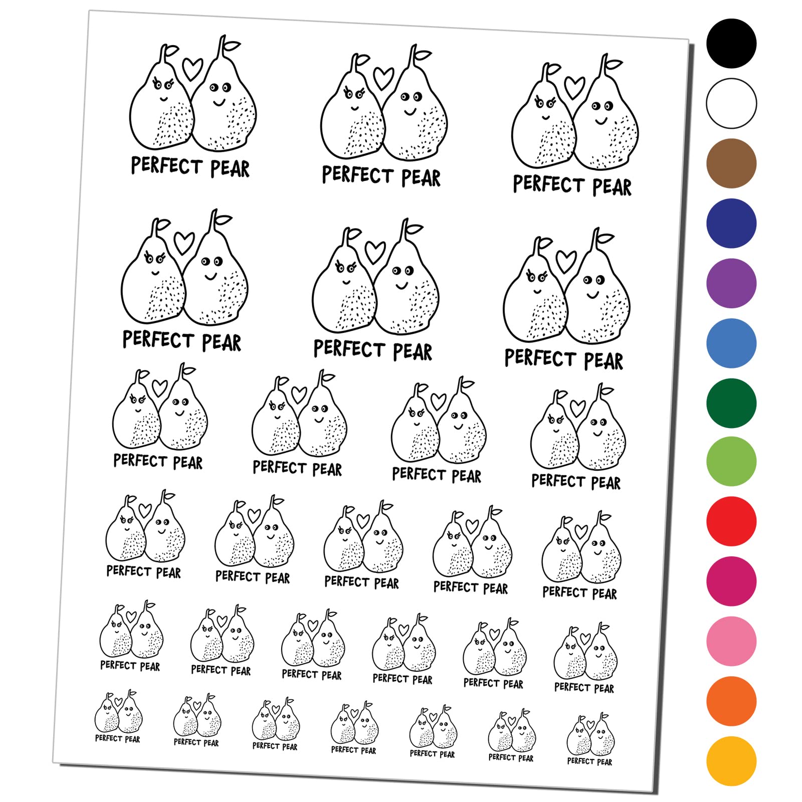 Perfect Pear Pair Love Doodle Temporary Tattoo - Waterproof Fake Body Art Set - Black (1 Sheet) for Couples, Festivals & Summer Beach Parties