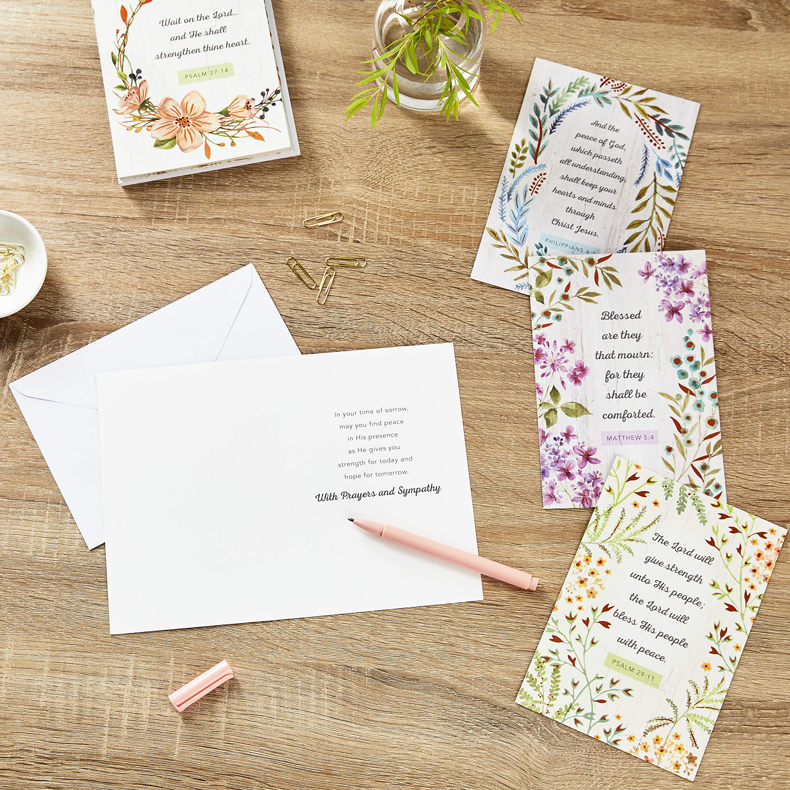 Hallmark Sympathy Greeting Cards with Flowers - 12 Assorted Condolence Cards & Envelopes | DaySpring Religious Sympathy Cards with Floral Wreaths - 12 Pack | Perfect for Funeral, Memorial Service & Comforting Grieving Friends