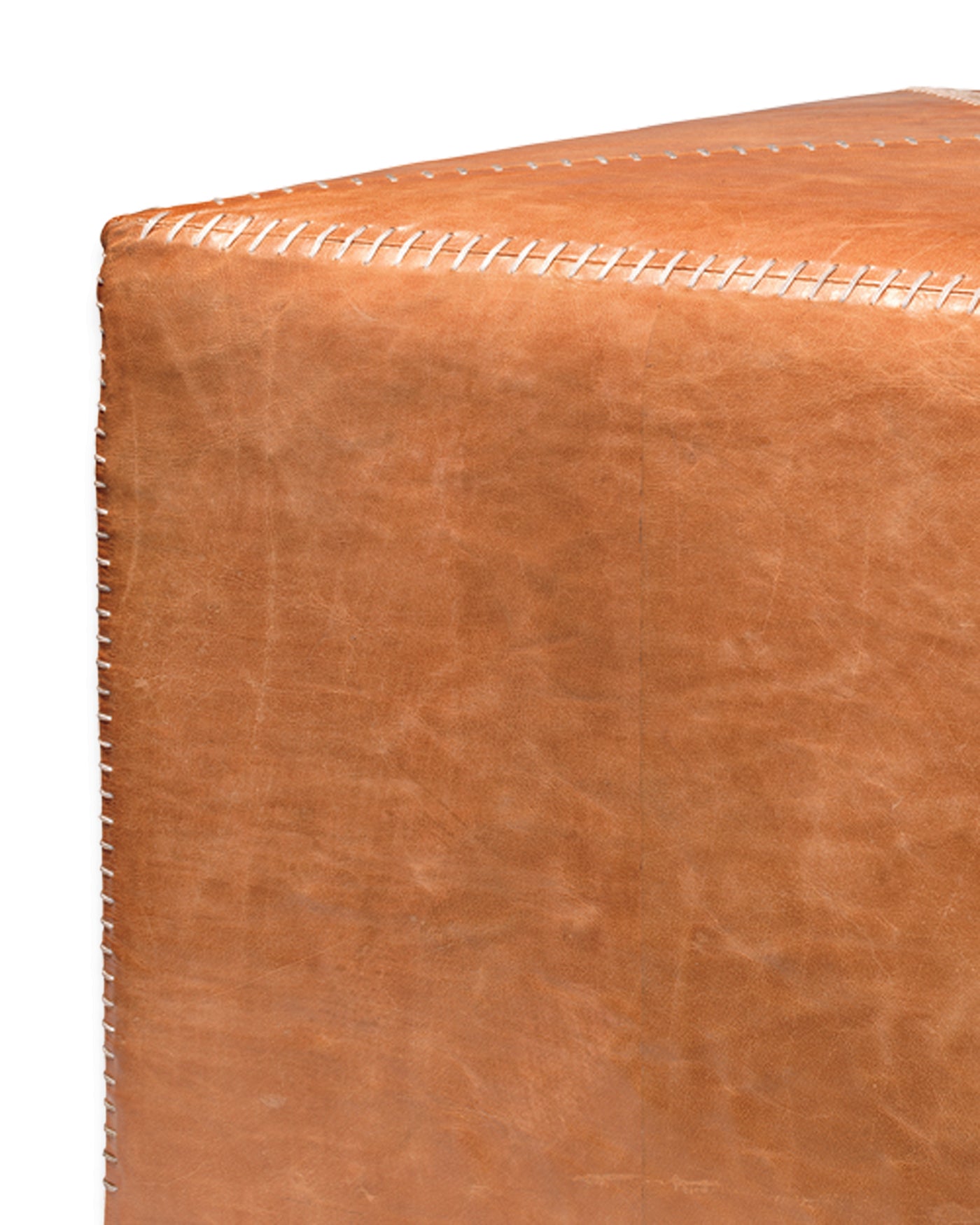 Large Ottoman Buff Leather - Luxurious Footrest and Extra Seating for Living Room, Bedroom, or Office