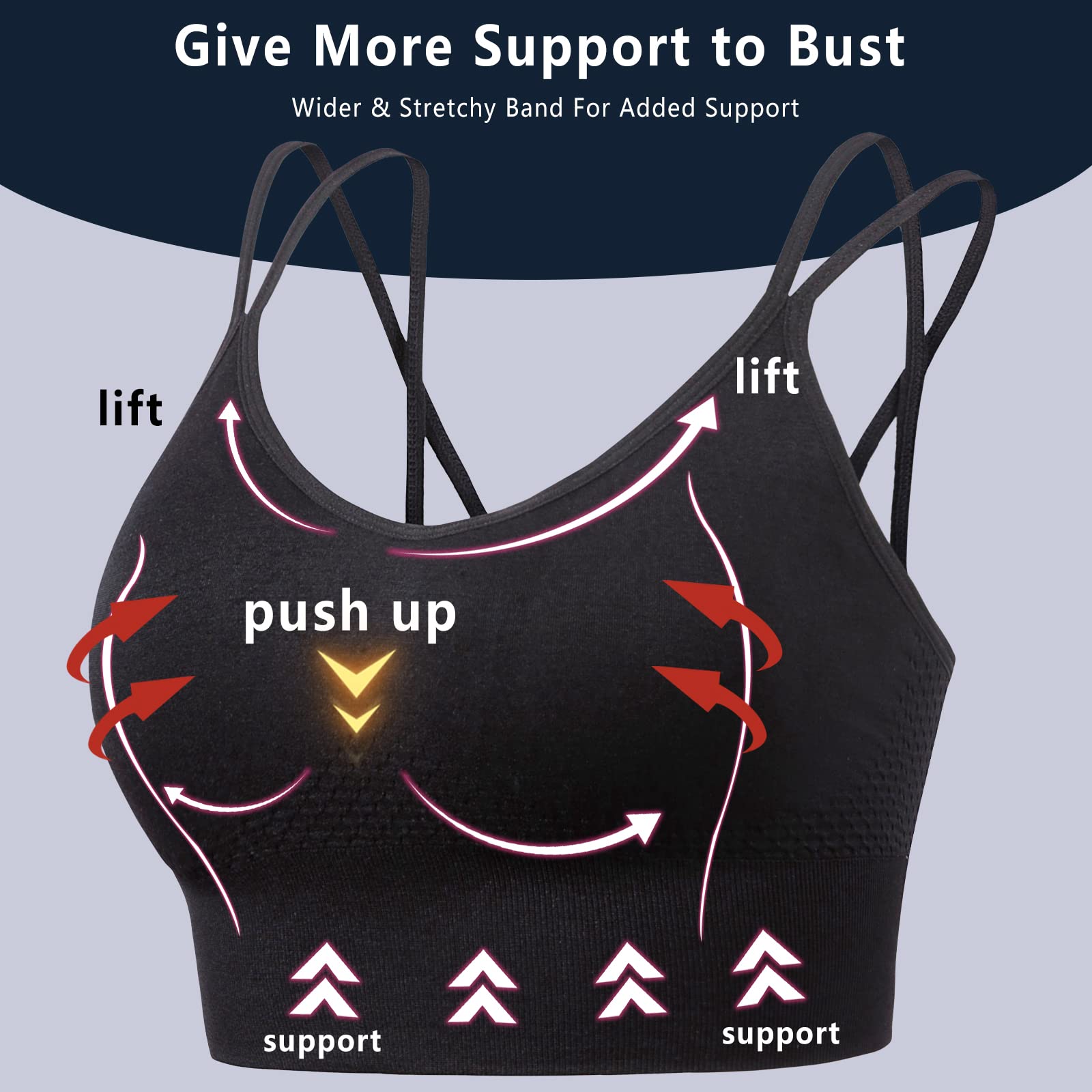High Support Medium Impact Sports Bra for Women - Padded Strappy Workout Top with Breathable Fabric - Perfect for Yoga, Running & Gym Training