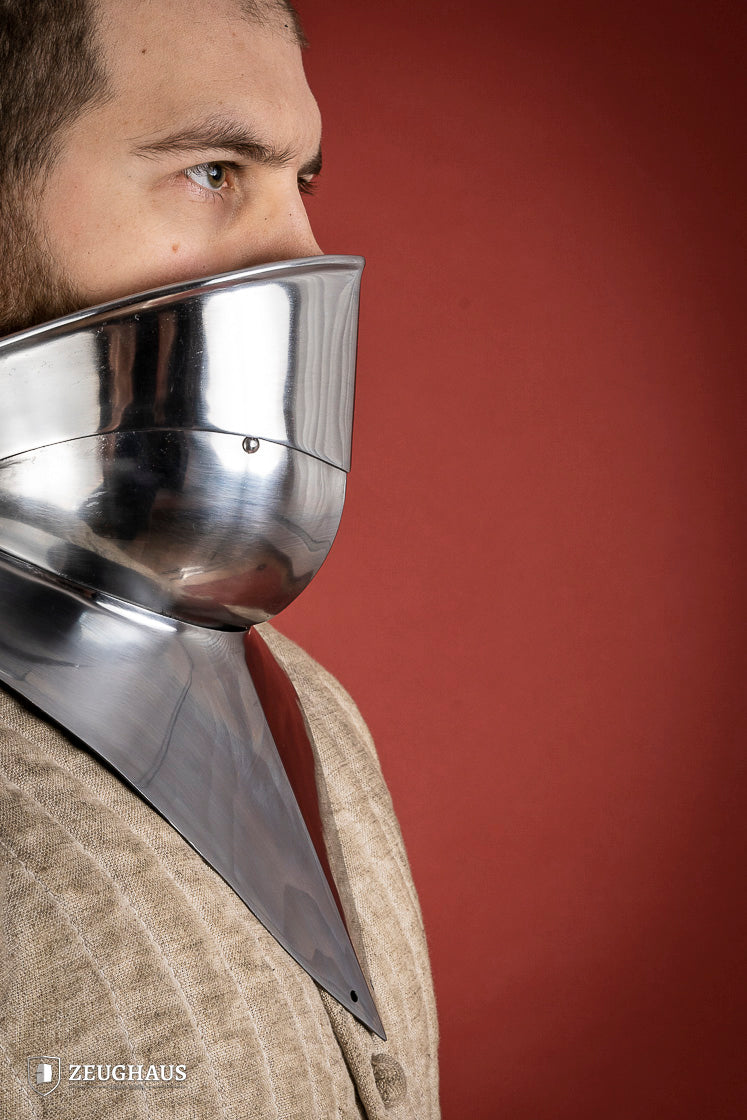 Medieval Articulated Gorget with Bevor - 1.6mm Polished Steel Armor for 1450-1550 Period - Perfect for LARP, Cosplay, and Historical Reenactment