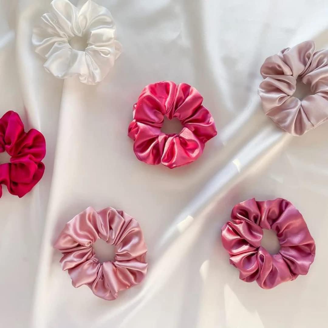 Luxury Satin Silk Scrunchies for Women - Soft Hair Ties & Hair Accessories Set (6 Pack) - Perfect for Everyday Use, Work, Gym, and Special Occasions