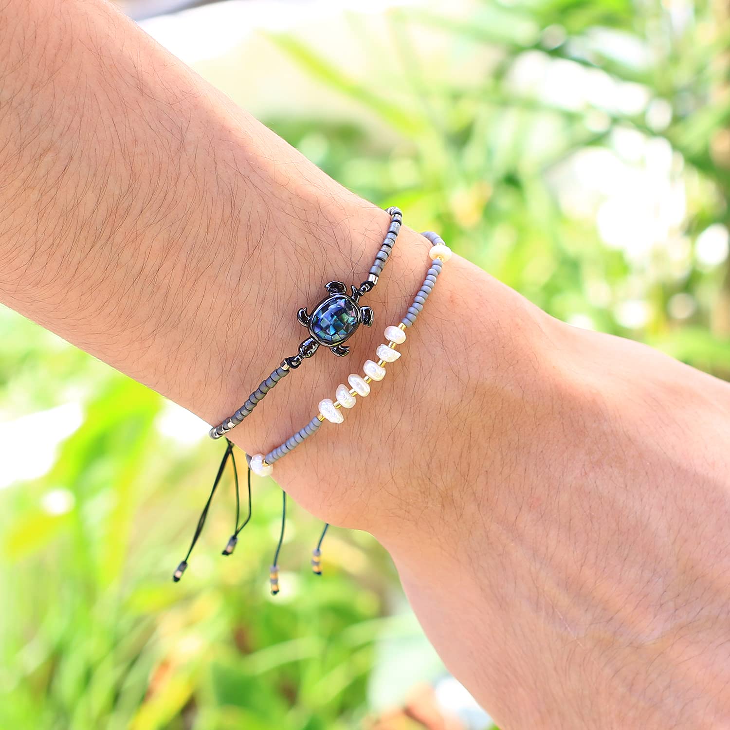 KELITCH Crystal Turtle Charm Bracelet for Women - Miyuki Beaded Friendship Bracelet with Adjustable Thin Strand - Multi Color Gifts for Best Friend, Sister, Birthday | Perfect for Everyday Wear, Beach Vacation, Yoga & Meditation