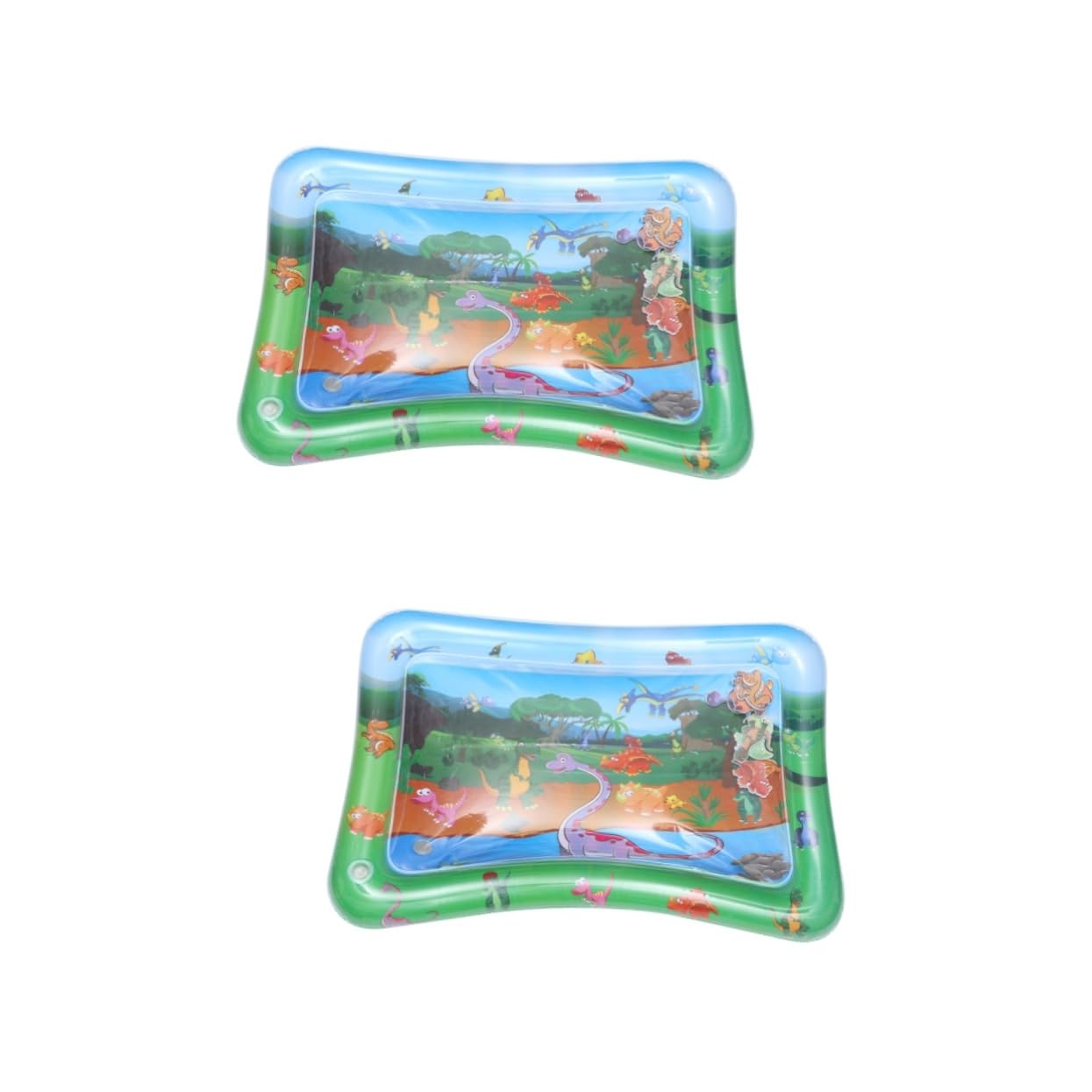 Wakauto 2 Pack Inflatable Water Play Mat for Kids - Large Splash Pad, Sprinkler Fun Outdoor Summer Toy (Green) | Perfect for Backyard, Pool Parties & Beach Activities
