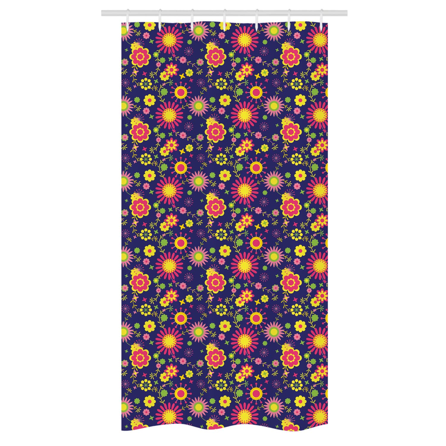 Ambesonne Floral Shower Curtain - Colorful Flower Art Pattern on Dark Lavender Background, Waterproof Fabric Bath Curtain with Hooks, 36x72 Inches for Bathroom Decor - Perfect for Modern, Vintage & Bohemian Style Bathrooms