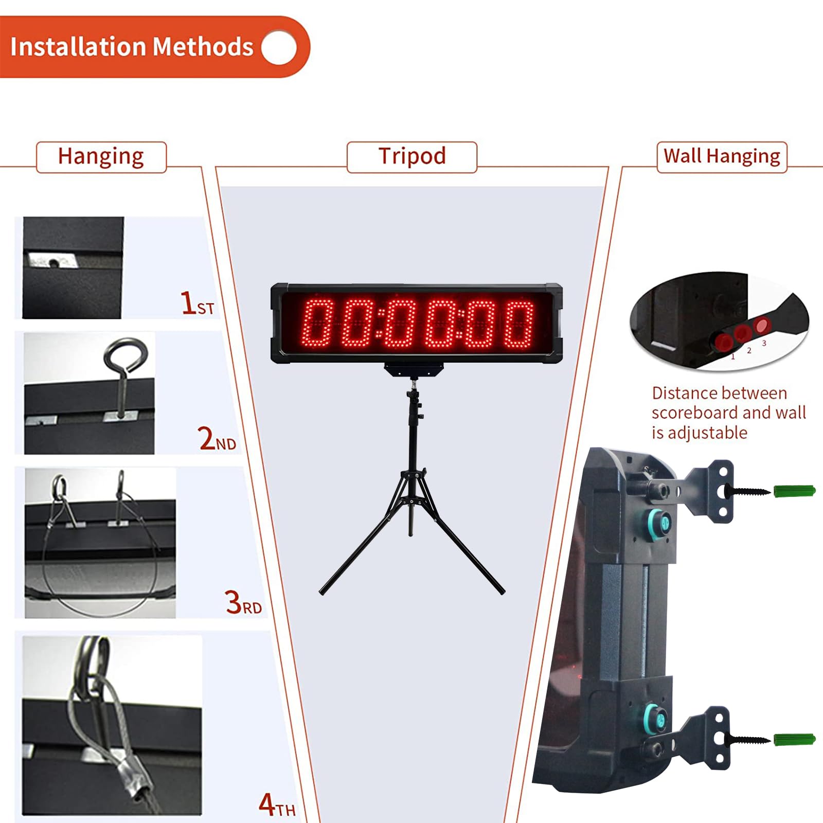 LED Race Timing Clock with Tripod - Marathon & Running Event Timer, Gym Stopwatch with Countdown/Count Up, Remote & APP Control, Adjustable Brightness - Perfect for Track Meets, Fitness Classes & Sports Training