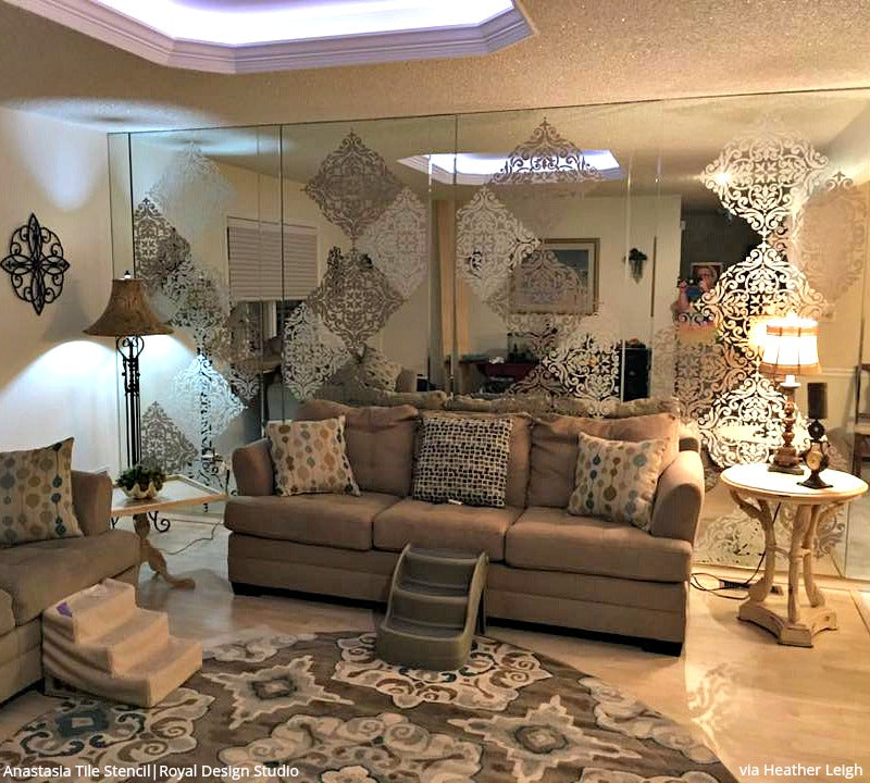 Anastasia Damask Tile Wall Stencil - DIY Home Decor, Moroccan Pattern for Walls, Floors, and Furniture - Perfect for Bedrooms, Bathrooms, and Living Spaces