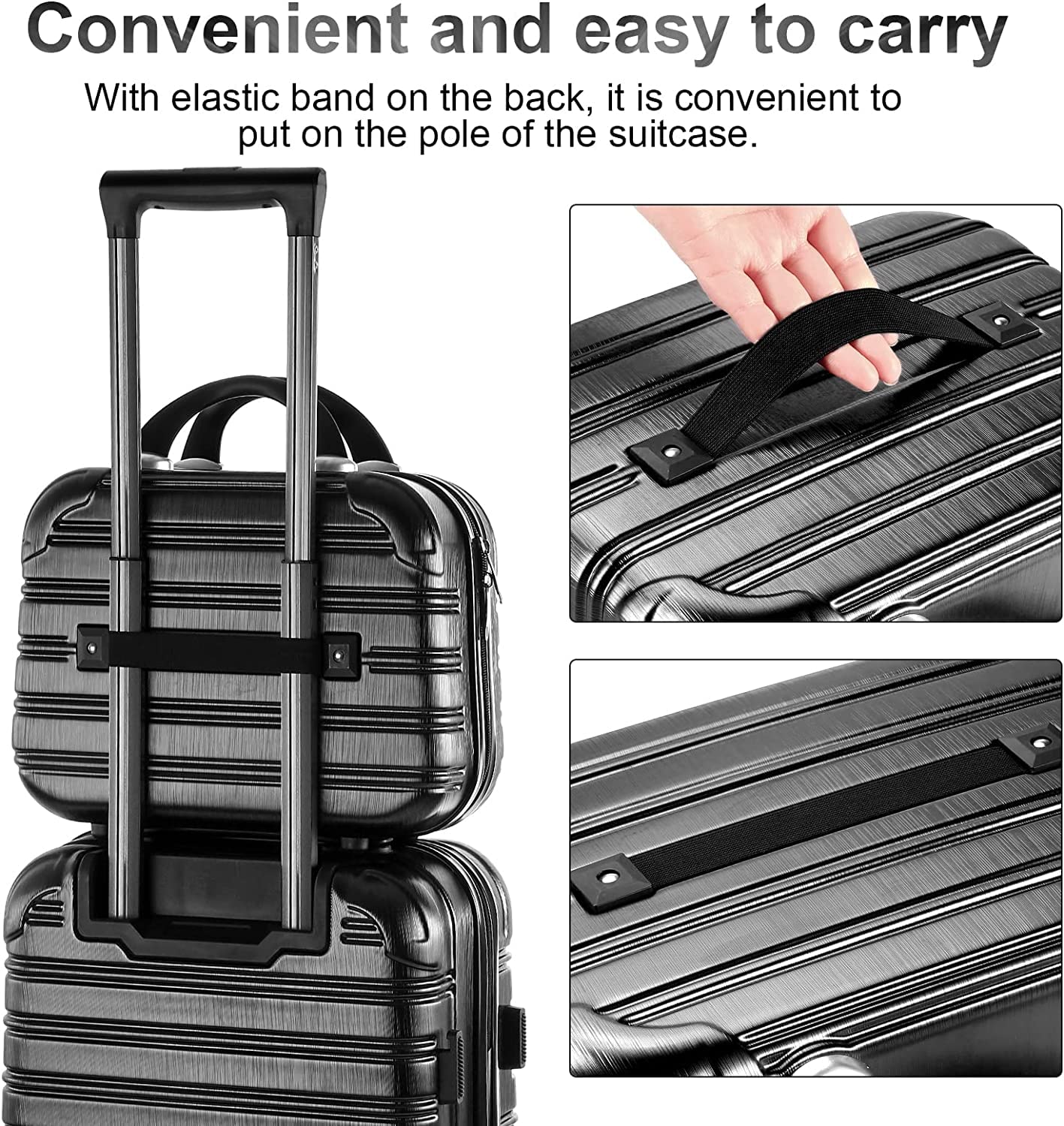 2-Piece Lightweight Hard Shell Spinner Luggage Set - 14 & 20 Inch Carry On Suitcases with TSA Lock, PC+ABS Construction, Airline Approved (22x14x9 Inches) - Perfect for Business Travel & Weekend Getaways - Black