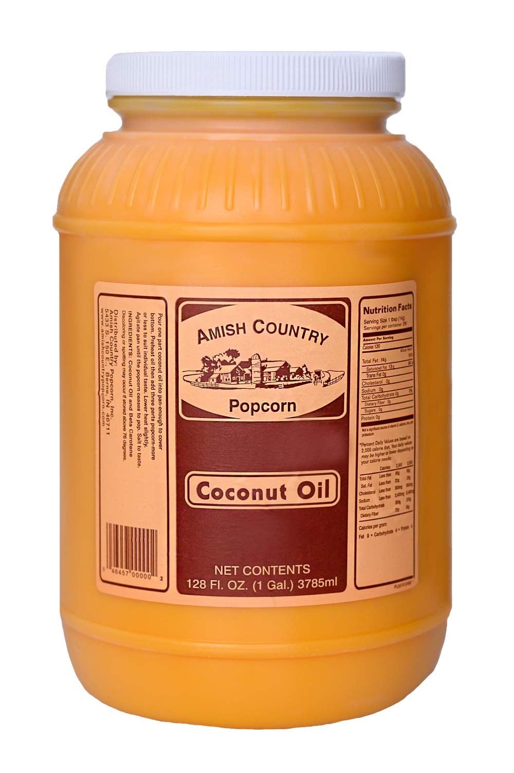 Amish Country Popcorn - 1 Gallon Coconut Oil for Popping | Non-GMO, Gluten Free, Old Fashioned Popcorn Oil | Perfect for Movie Nights, Snack Time & Healthy Cooking