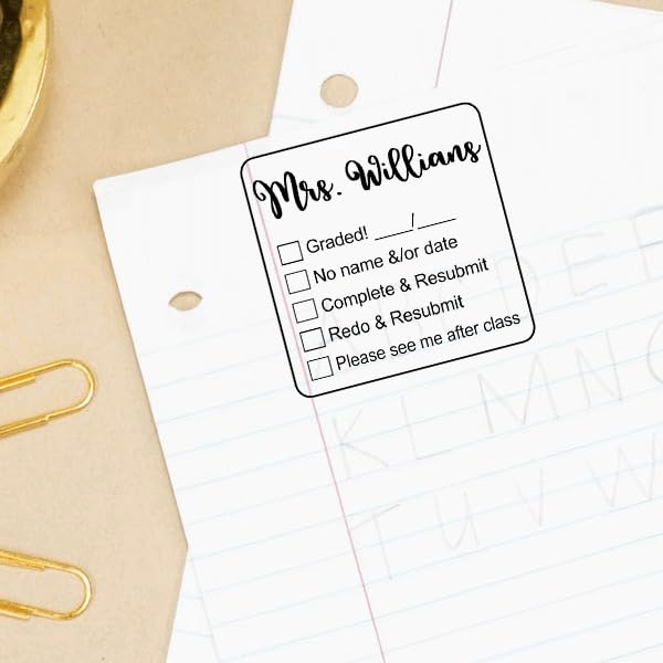Custom Self-Inking Teacher Stamps with 40 Motivational Designs | Easy Grading Stamps for Classroom, Homework & Library Books | Perfect for Teachers, Educators & School Supplies (Graded On, Keep Trying, Great Work) - Ideal for Encouraging Students & Organizing Classroom Materials
