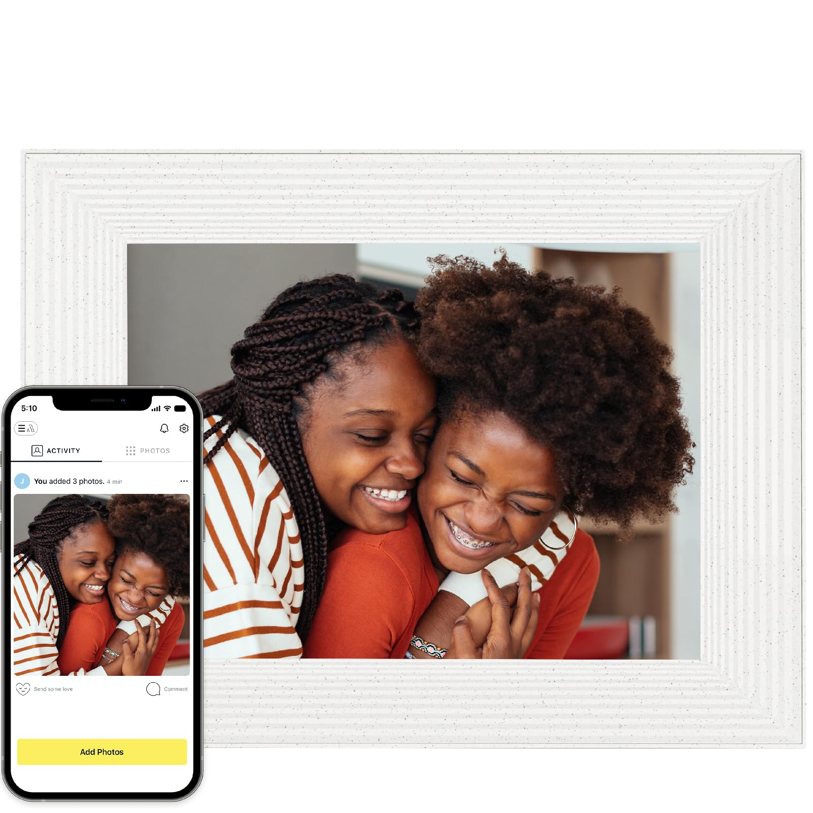 Aura Mason WiFi Digital Picture Frame – Best Digital Photo Frame for Gifting | Wireless Display for Family Photos | Send Pictures from Phone via Aura App | Easy Setup & Unlimited Cloud Storage | Perfect for Home, Office & Holiday Gifts (White)