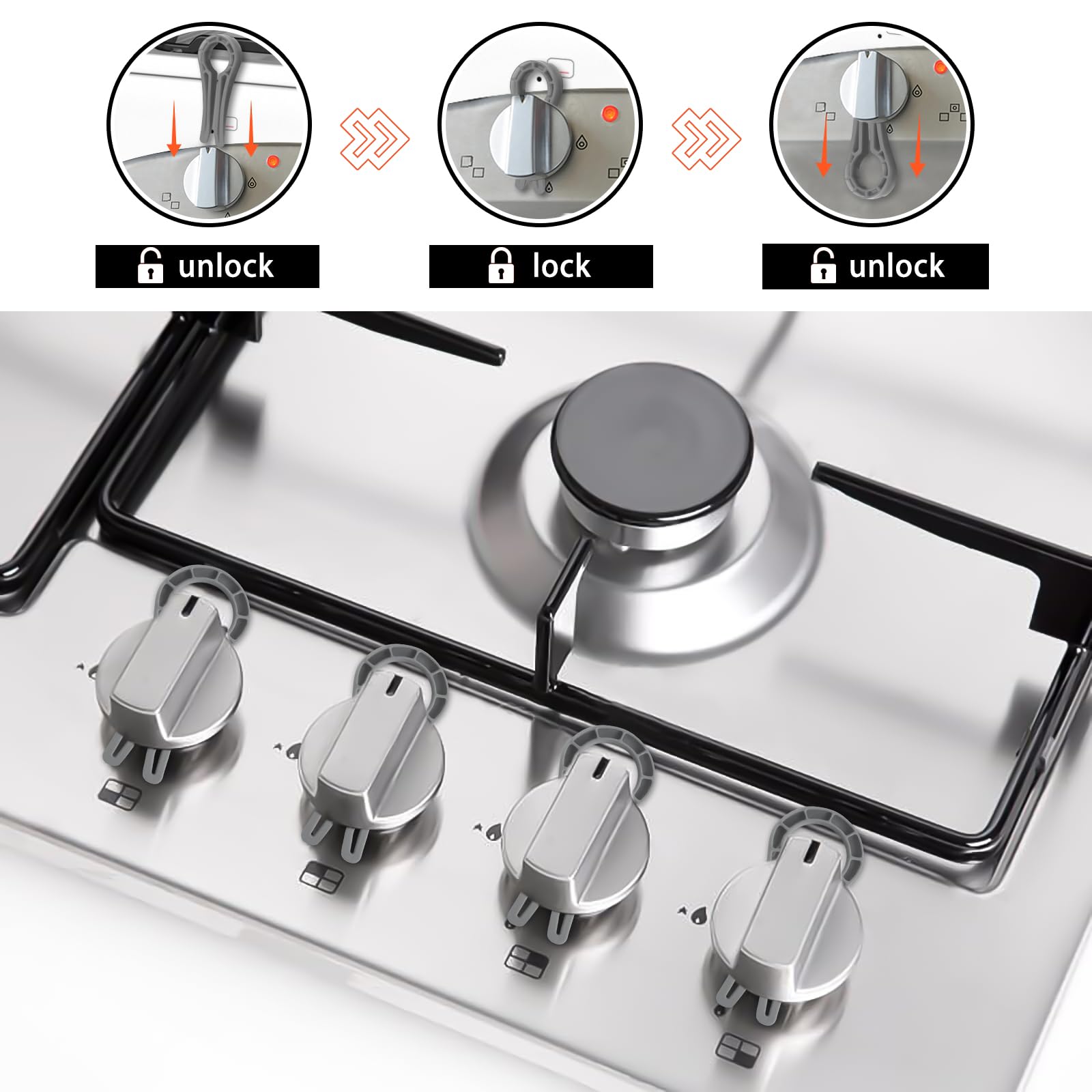 Gas Stove Knob Safety Locks - Child & Pet Proof Oven Knob Covers (5 Pack, Grey) - Prevent Accidental Ignition for Toddlers & Pets in Kitchen Safety