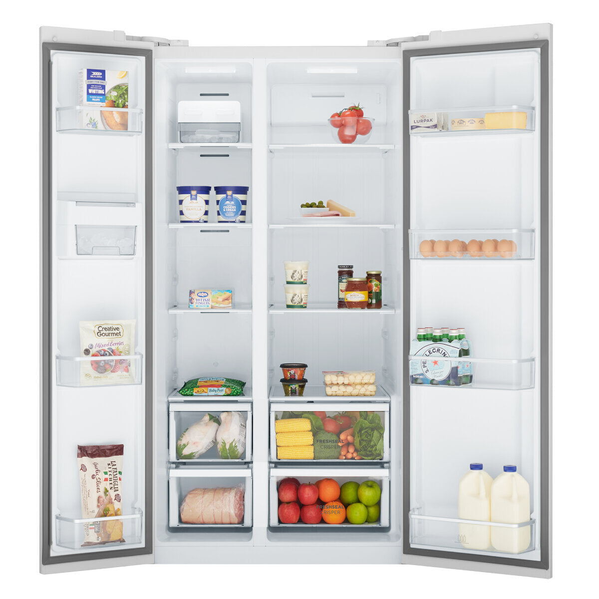Westinghouse 624L Side by Side Refrigerator WSE6630WA - Energy Efficient Stainless Steel Fridge with Spacious Storage for Large Families & Entertaining