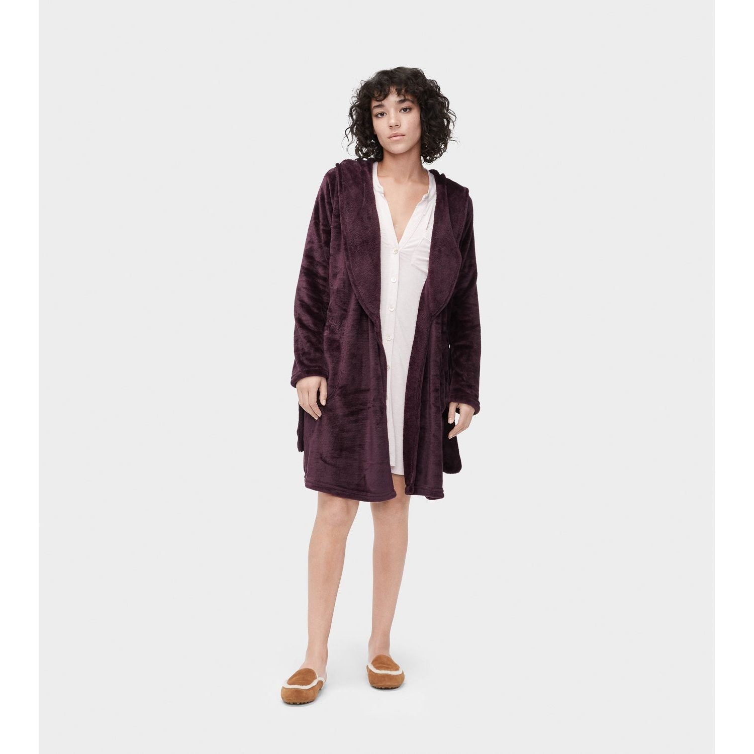 UGG Women's Miranda Fleece Robe in Port - Soft Plush Fleece Bathrobe for Women, Cozy Loungewear for Relaxing at Home, Spa Days & Winter Comfort