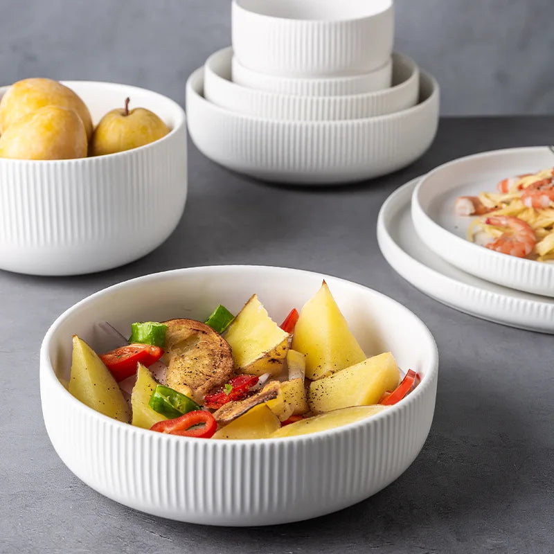Premium Matte Glazed Ceramic Dinnerware Set - Elegant & Durable Plates, Bowls & Mugs for Everyday Dining, Restaurant, or Special Occasions
