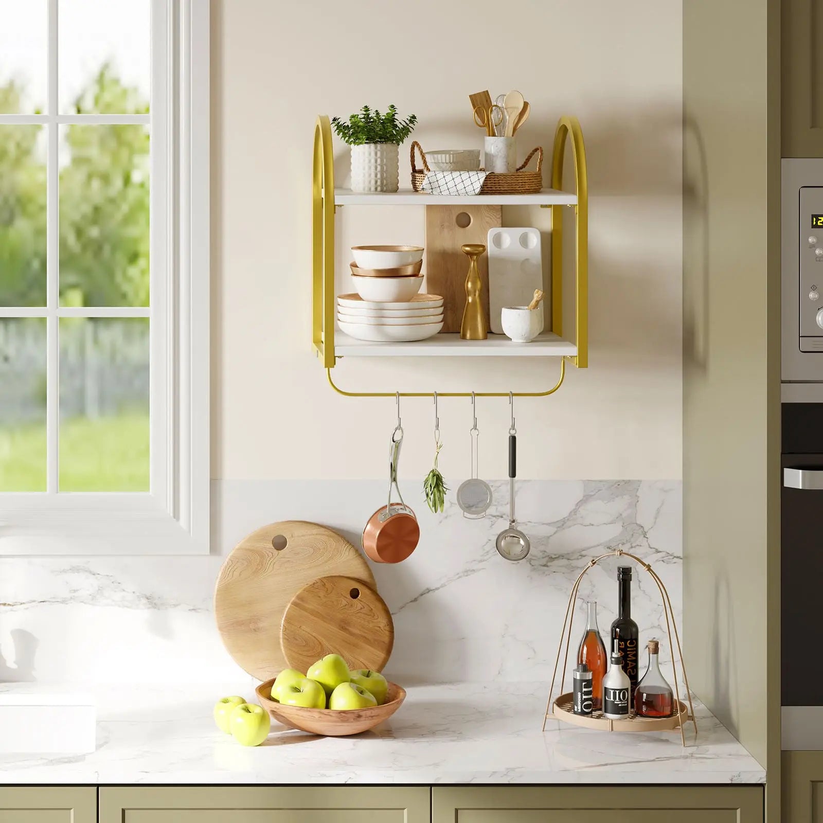 Bestier 2 Tier Floating Shelves with Towel Bar & Hooks - Rustic Wood Wall Shelves for Bathroom, Kitchen & Bedroom Organization - Perfect for Towels, Decor & Storage