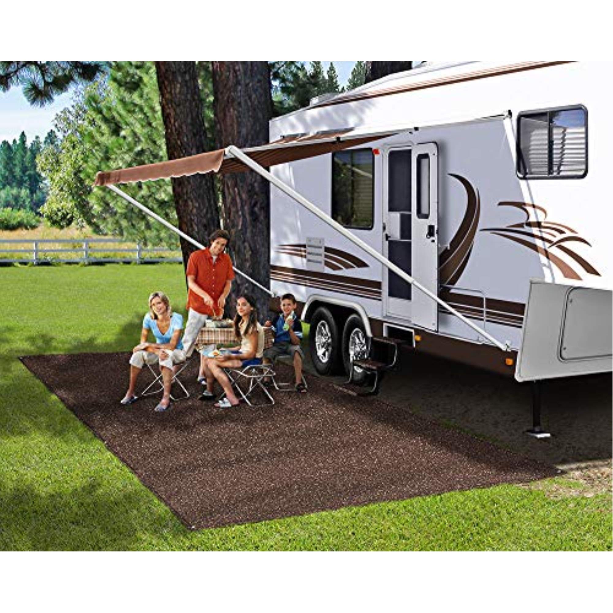 Prest-O-Fit 2-1182 Surface Mate Patio Rug - 6 ft x 9 ft Outdoor Rug, Espresso Brown - Perfect for Patio, Deck, Poolside & Outdoor Living Spaces