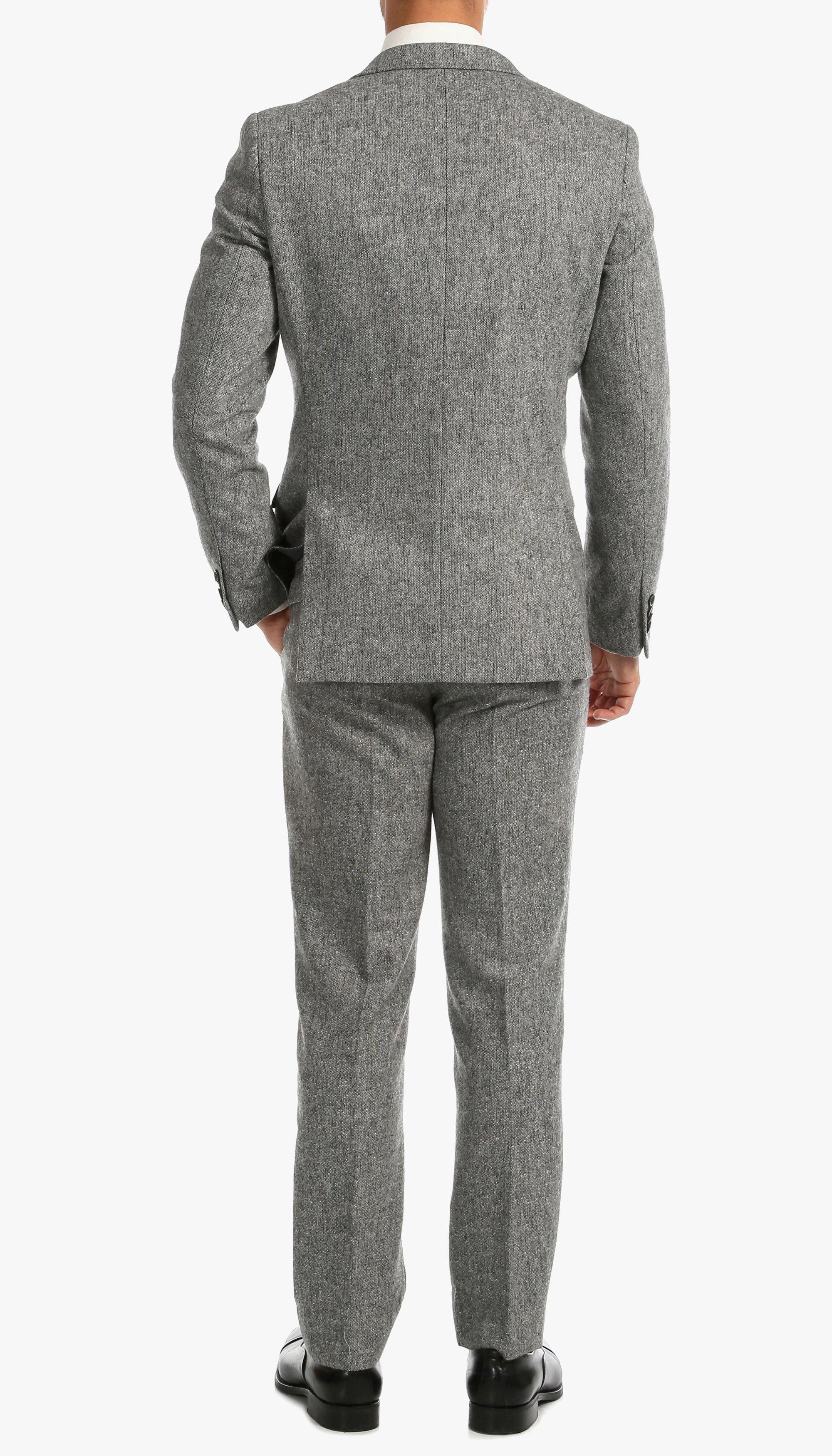 Grey Tweed Men's Slim Fit 3-Piece Suit | Formal Business Attire | Wedding, Office & Special Occasion Wear