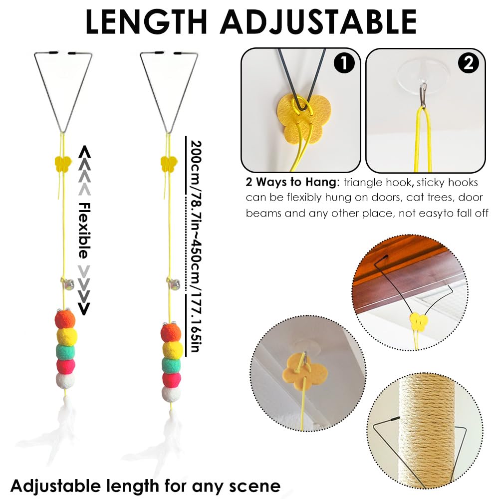 6PCS Retractable Cat Toys with Hanging Door String - Interactive Teaser for Indoor Play, Hunting Exercise & Mental Stimulation - Perfect for Kittens & Adult Cats to Chase & Play Alone or with Owners