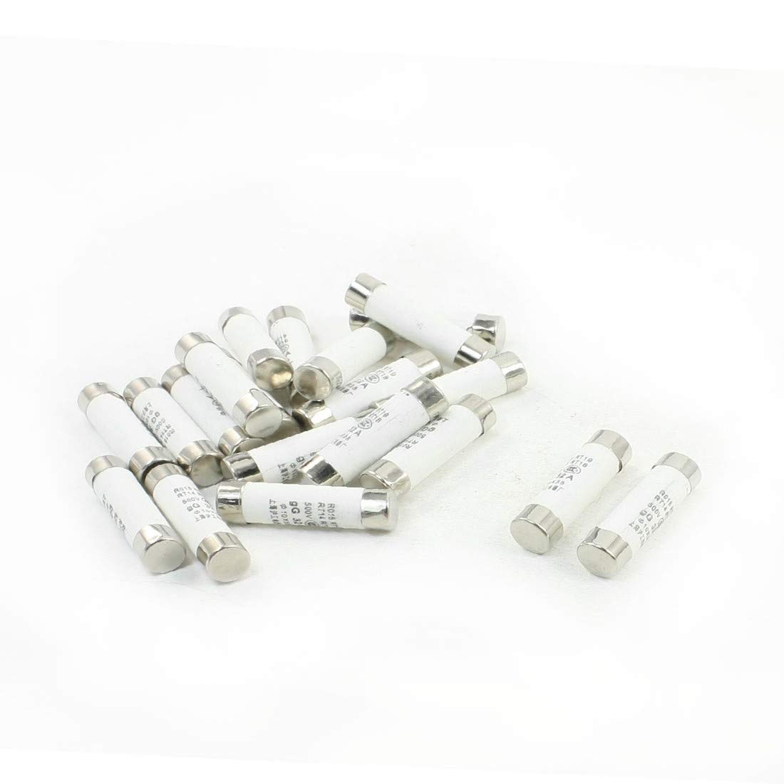 20-Pack Ceramic Cylinder Fuses RO15 RT19 RT18 RT14 10x38mm 500V 32A - High Voltage Protection for Electronics, Appliances, and Industrial Equipment