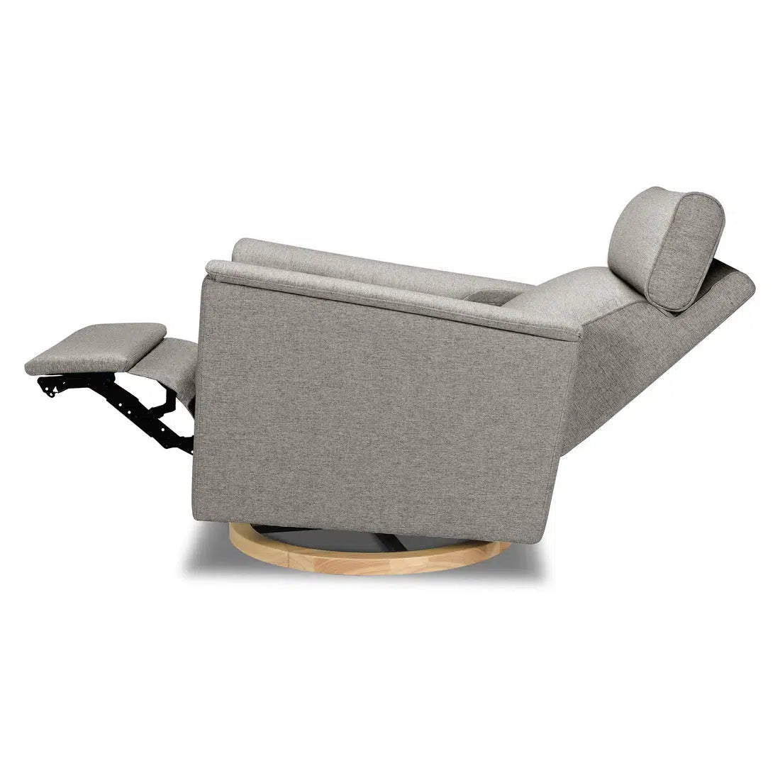 Monogram by Namesake Willa Power Recliner with Adjustable Headrest - Performance Grey Eco Weave & Wood Base (Exclusive) - Perfect for Living Room, Home Theater & Office Relaxation