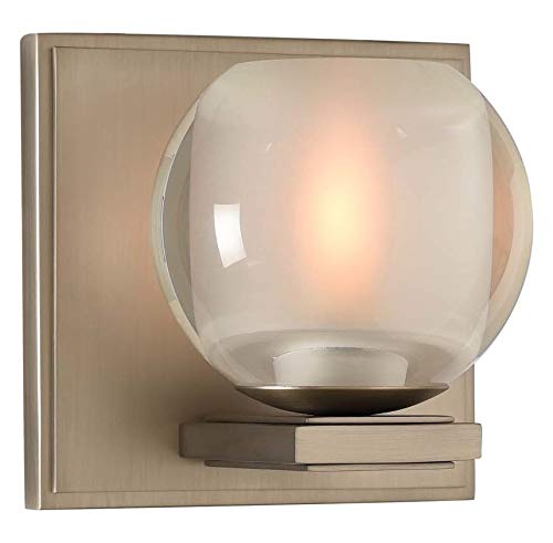 1-Light Bathroom Ceiling Light Fixture in Satin Nickel Finish - Perfect for Modern Bathrooms, Powder Rooms & Vanity Areas