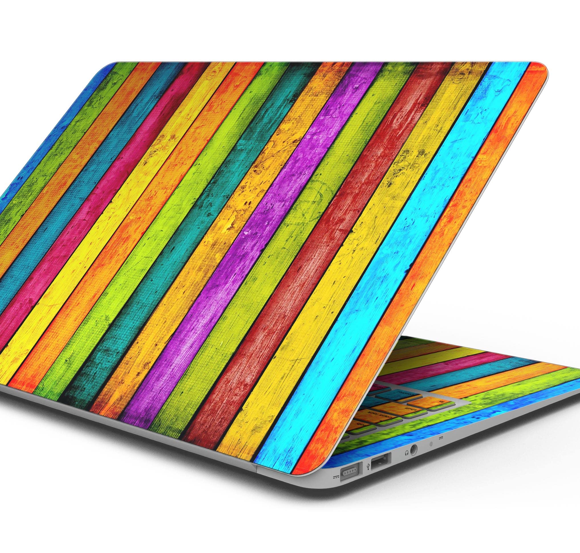 Neon Wood Planks Full-Body Wrap Scratch Resistant Decal Skin Kit for MacBook Air 13