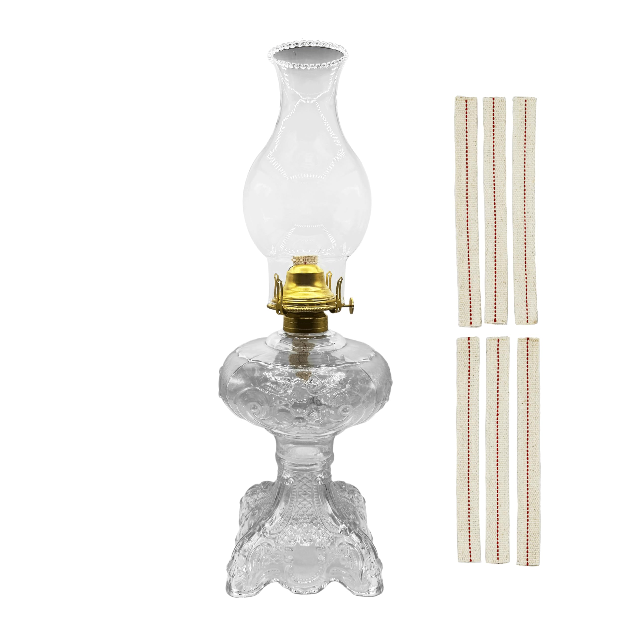 Light of Mine - Princess Feather Clear Glass Oil Lamp with 100% Cotton 3/4