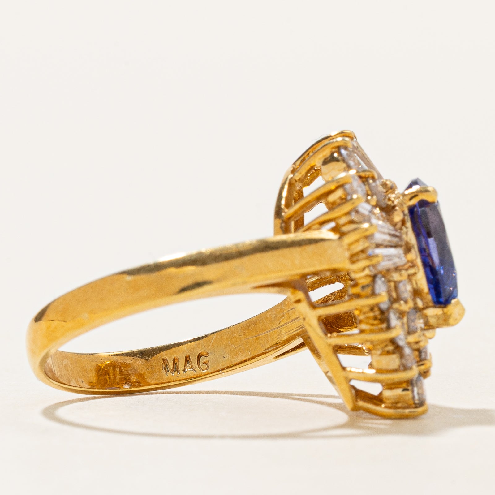 Exquisite 1.45ct Tanzanite & 1.08ctw Diamond Cocktail Ring - Size 6.5 | Elegant Jewelry for Evening Parties, Weddings & Special Occasions