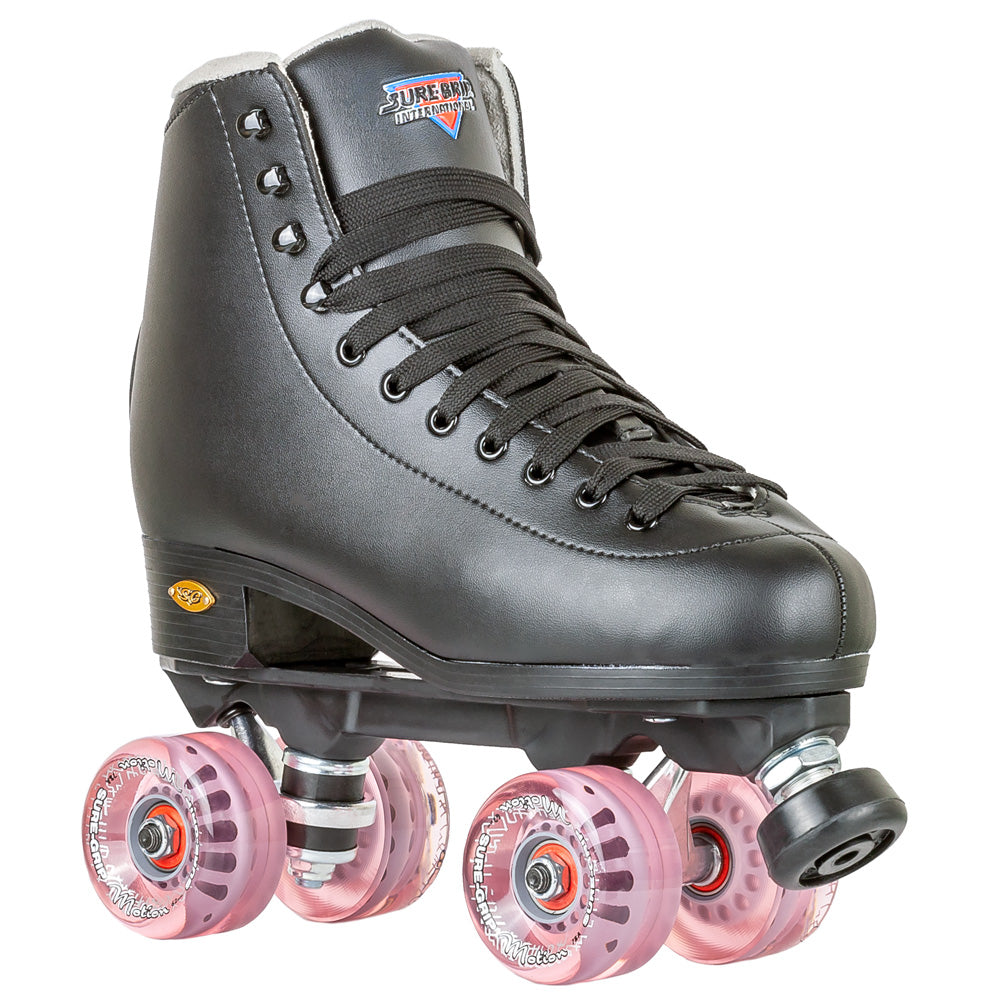 Sure Grip Fame Black Outdoor Roller Skates for Women & Men - High-Performance Quad Skates for Street, Park & Rink Skating - Perfect for Beginners & Advanced Skaters