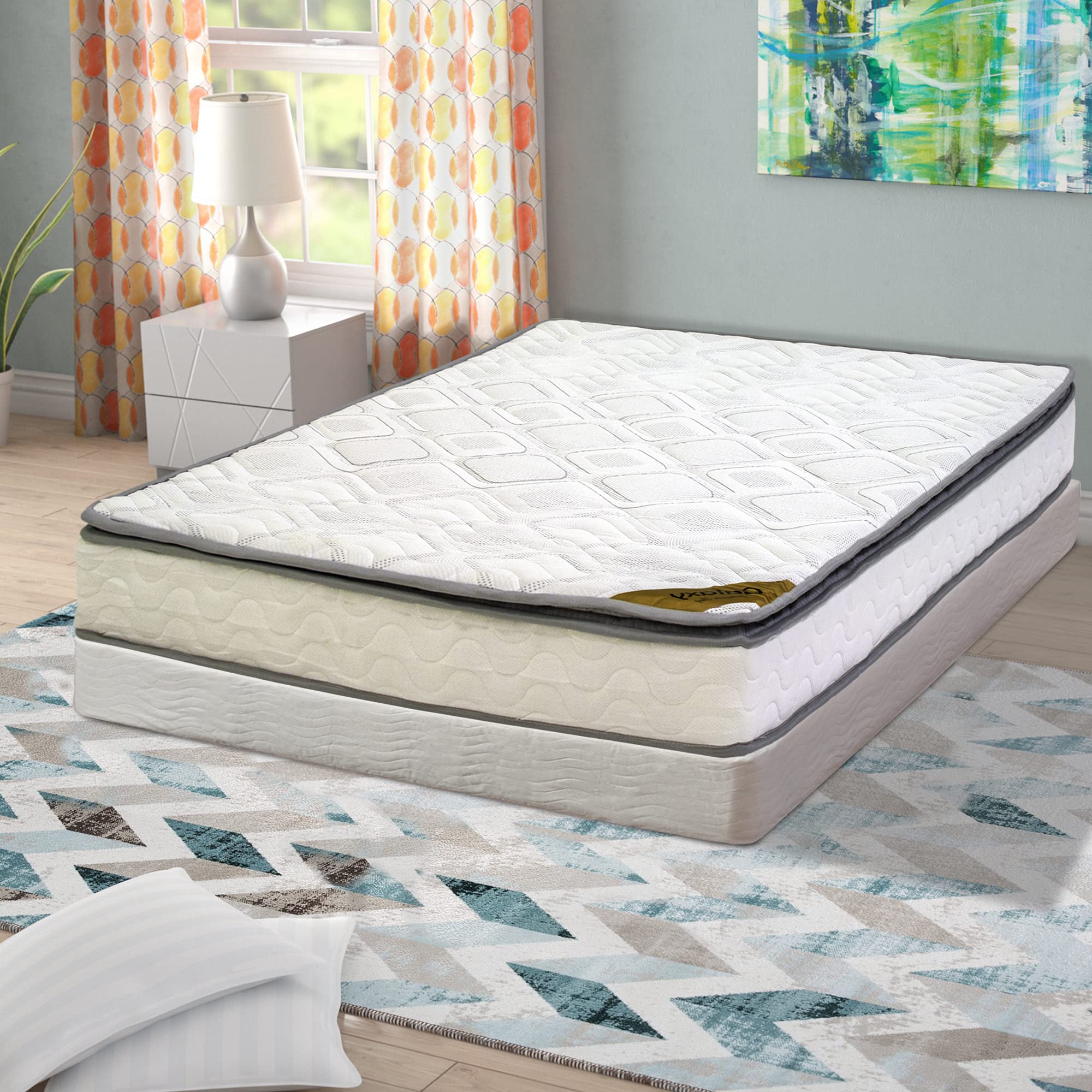 GREATON King Size Medium Firm Mattress Set - Foam Encased Pocketed Coil Innerspring with Pillowtop & 5