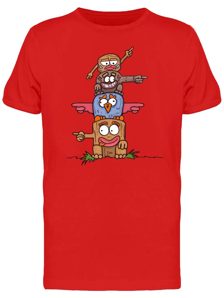 Cartoon Animal Totems Graphic T-Shirt for Men - Red | Casual Streetwear & Fun Statement Tee for Everyday Wear