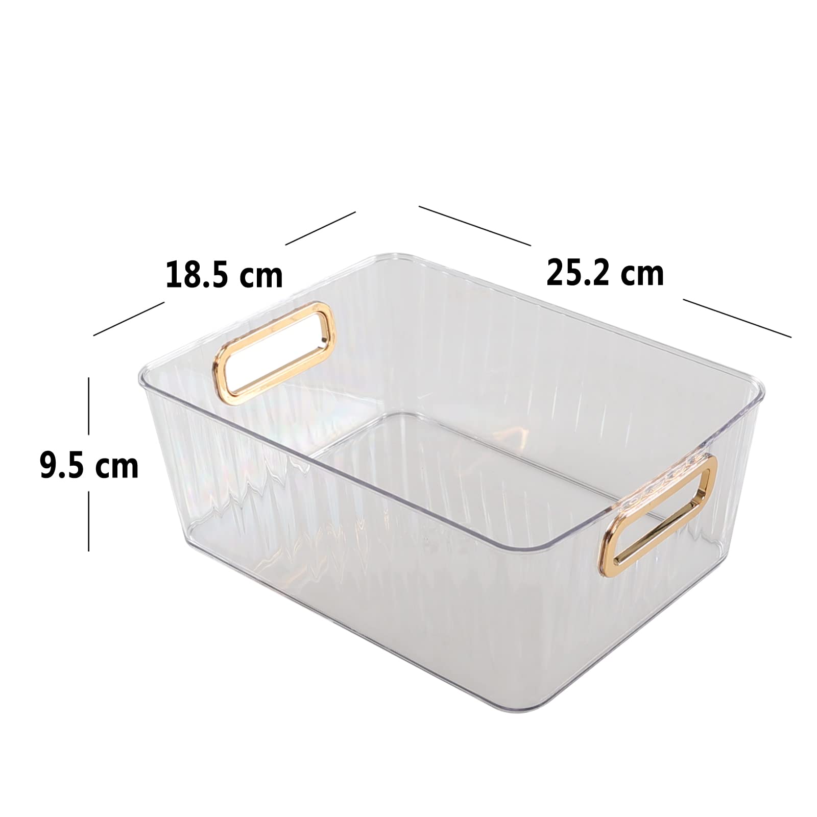 Ortodayes Clear Pantry Organizer Baskets with Handles - Set of 4 for Kitchen Storage, Fridge Organization & Cabinet Decluttering | Perfect for Fruits, Vegetables, Snacks and Pantry Items