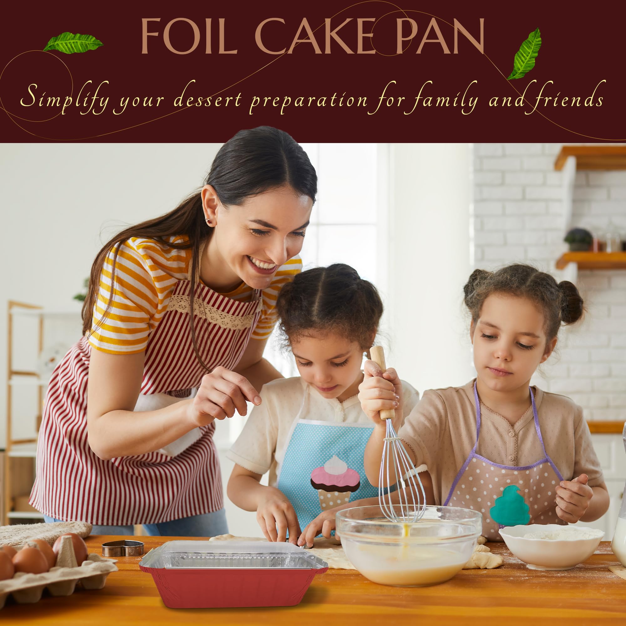 KitchenDance 2lb Disposable Aluminum Loaf Pans (1000 Pack, Red) - Oven & Freezer Safe Foil Baking Pans for Bread, Cakes, Cobblers - Includes Secure Plastic Lids for Storage & Transport - Perfect for Home Baking, Meal Prep & Party Catering