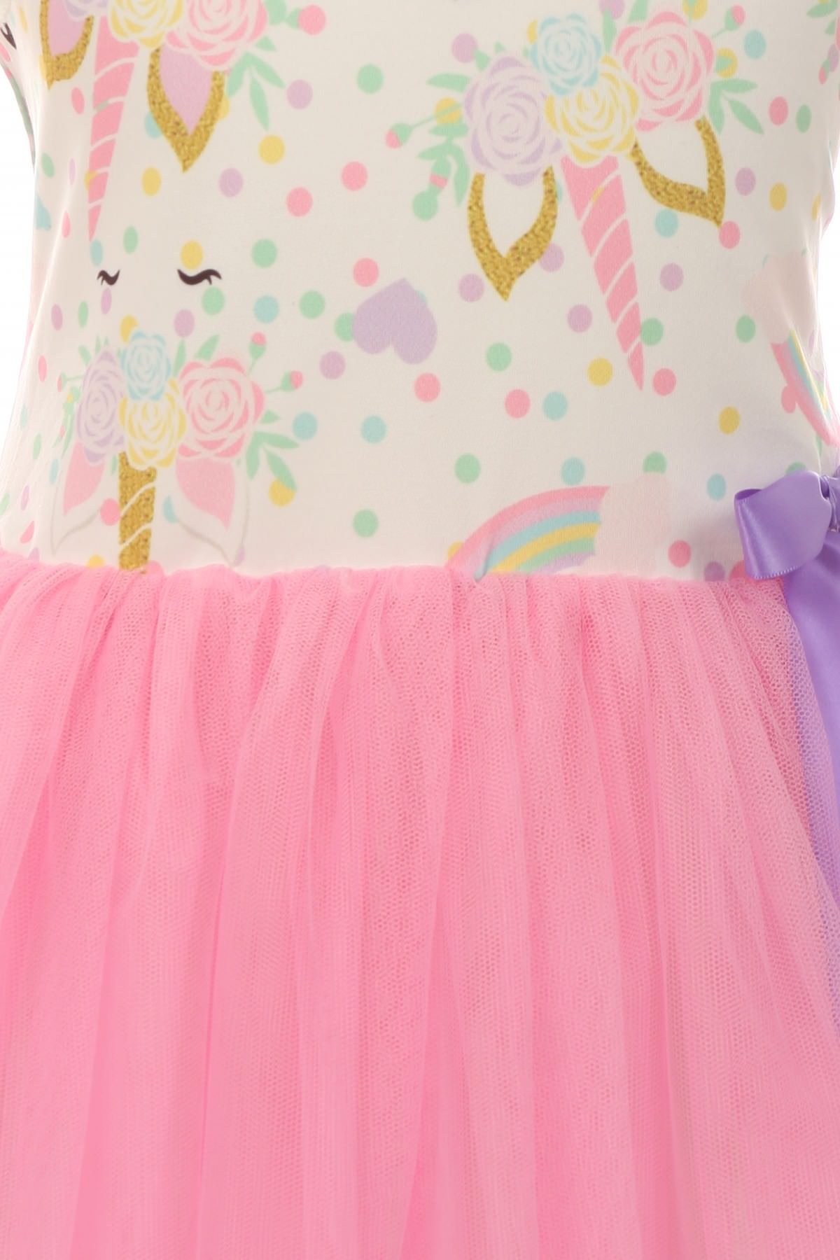 BluNight Girls' Unicorn Mesh Summer Dress - Cap Sleeve Flower Girl Dress for Kids | Perfect for Birthday Parties, Photo Shoots & Special Occasions
