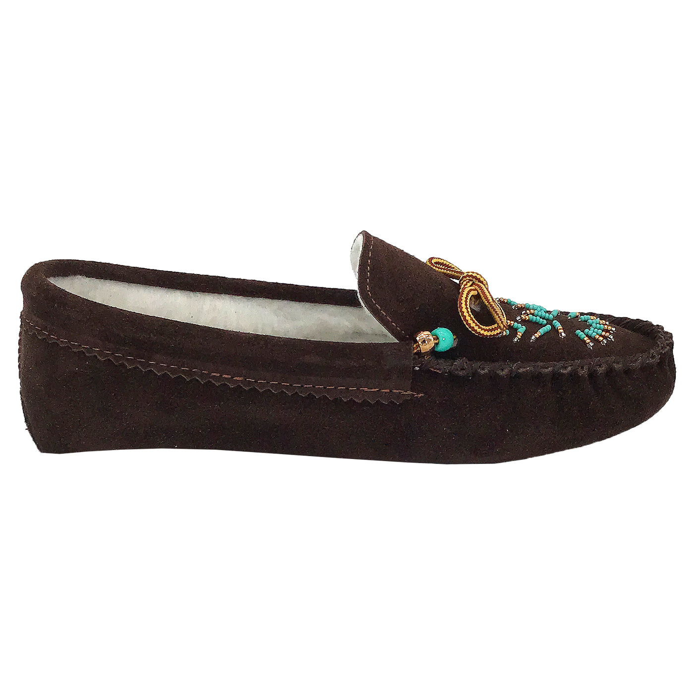 Women's Soft Sole Beaded Fleece Lined Suede Moccasins - Cozy Indoor/Outdoor House Slippers for Winter Comfort & Warmth | Perfect for Home, Lounge, and Cold Weather Wear