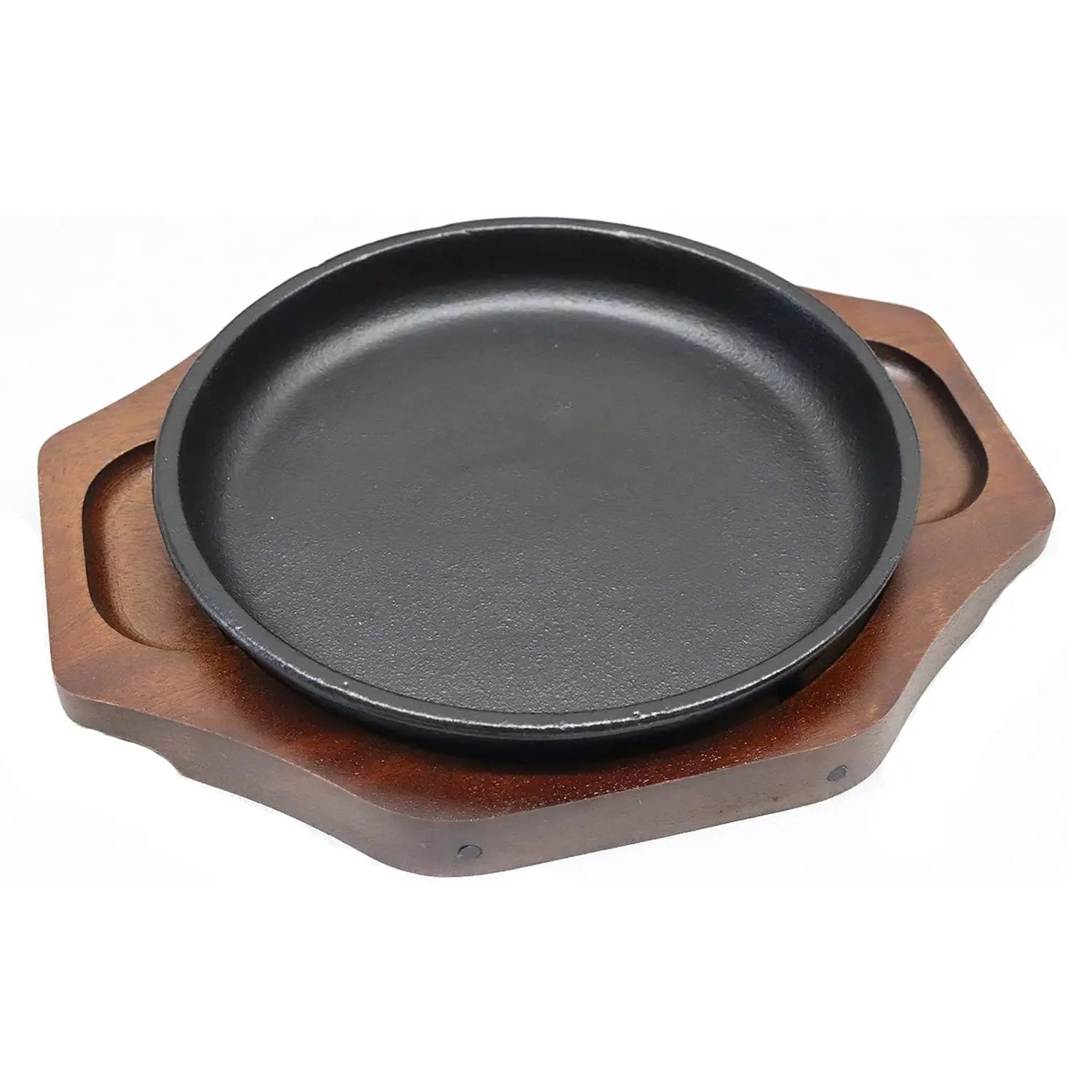 Asahi Chuzo Premium Cast Iron Sizzler Platter - 10 Inch Round Grill Plate for Steak, Fajitas & Seafood | Perfect for BBQ, Camping & Restaurant-Style Dining