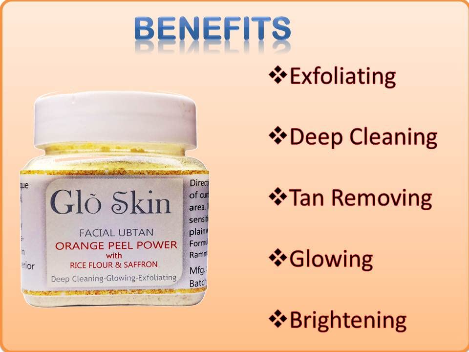 Glow Skin Orange Peel Powder Face Mask with Rice Flour & Saffron - 50g | Natural Skin Brightening & Whitening Treatment for Glowing Complexion | Perfect for Daily Skincare Routine & Spa Treatments