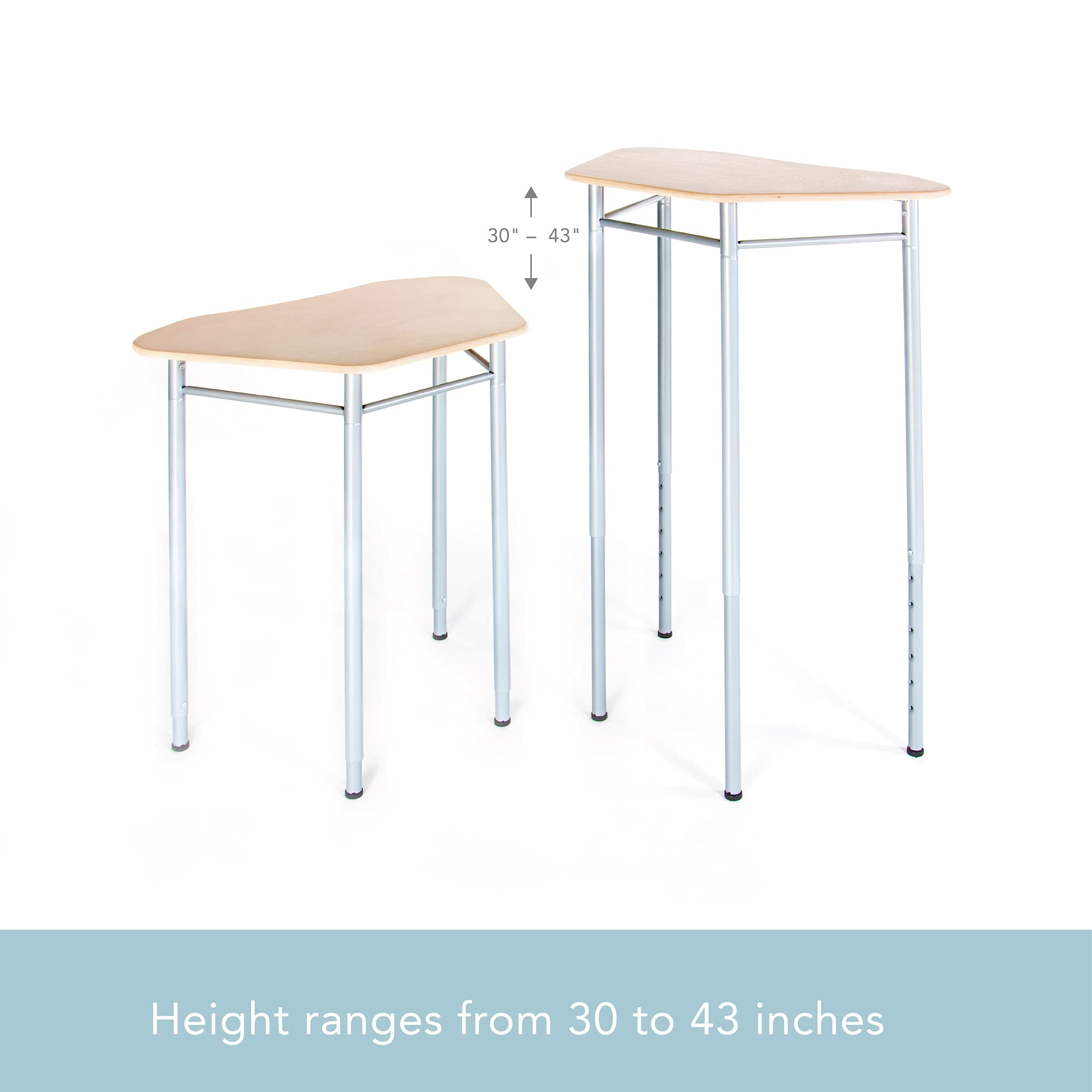Guidecraft Adjustable Height Standing Desk for Adults & Kids - Ergonomic Modular Workstation with Metal Legs for Home Office, Classroom, Study & Remote Work