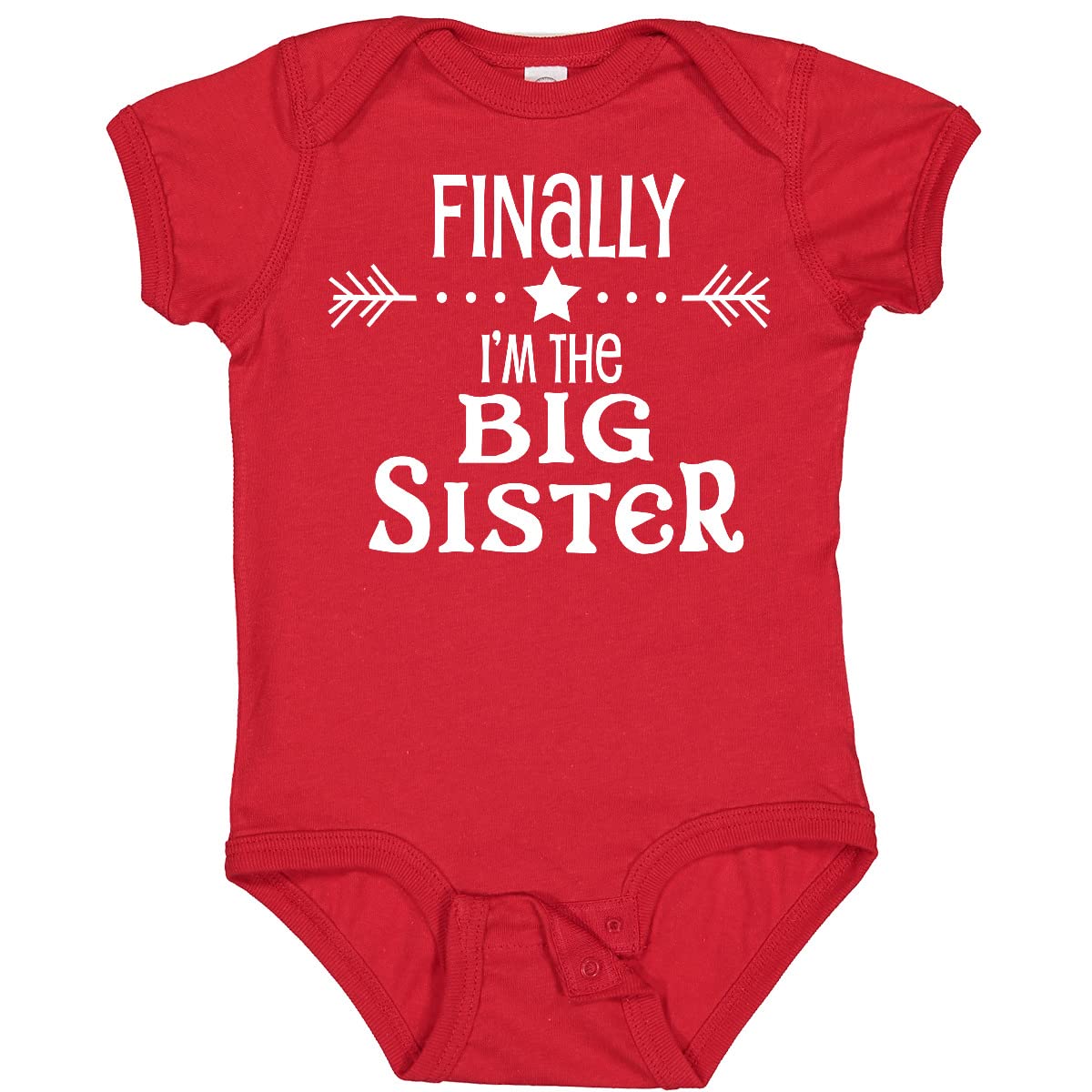 Inktastic 'Finally I'm The Big Sister' Baby Bodysuit - Cute Sibling Announcement Outfit for Newborns & Toddlers