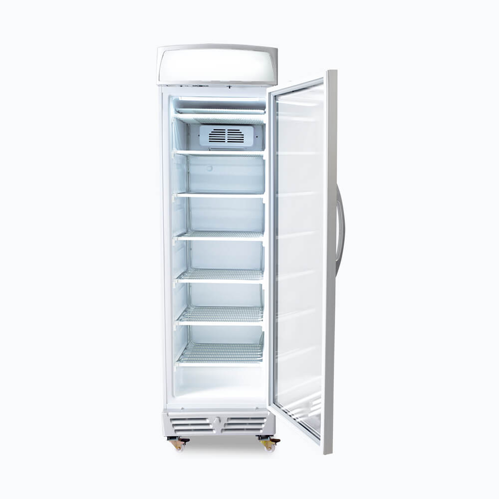Bromic 300L Commercial Upright Display Freezer with LED Lightbox & Flat Glass Door - UF0374LS - Perfect for Supermarkets, Convenience Stores, and Restaurant Food Display