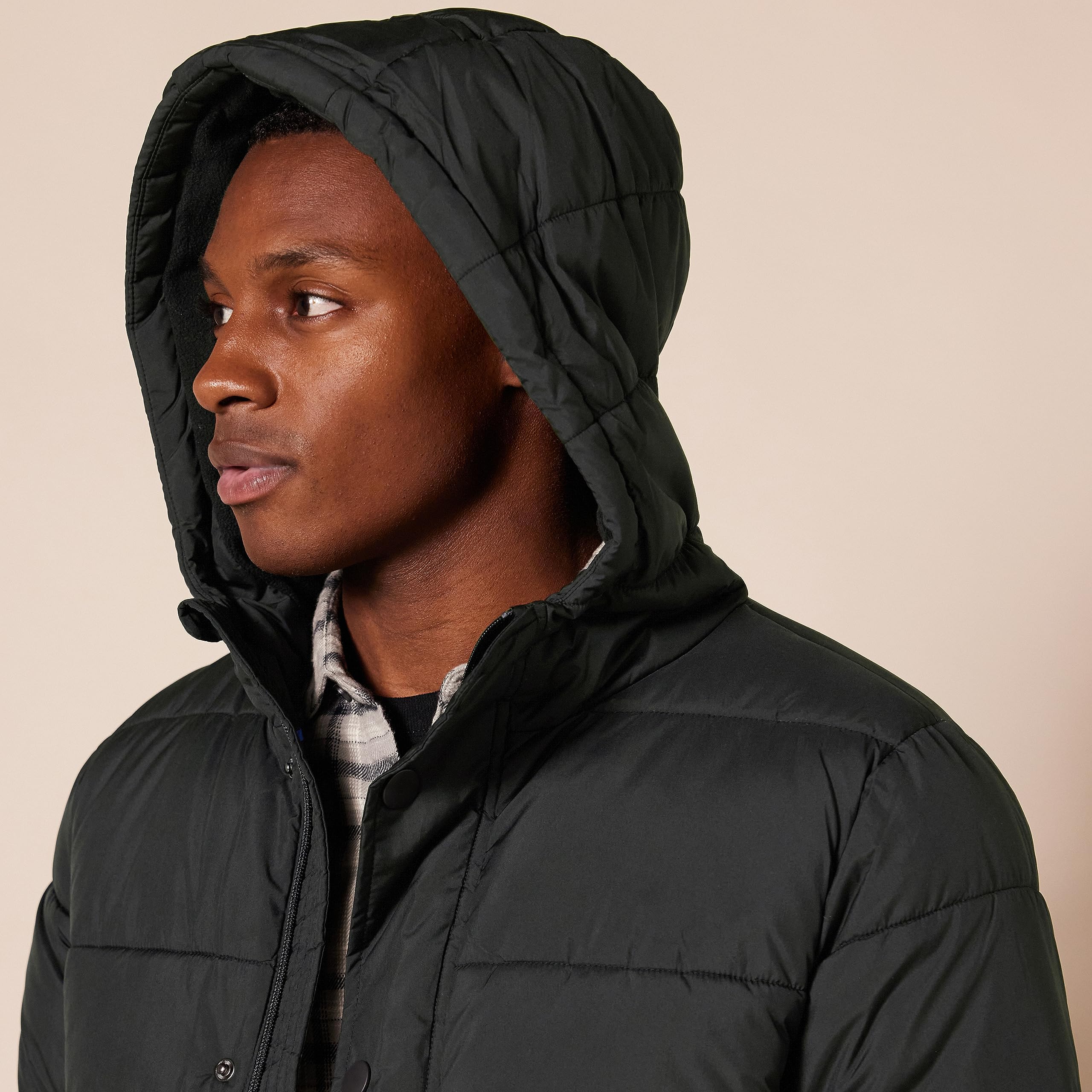 Amazon Essentials Men's Heavyweight Hooded Puffer Coat - Winter Jacket for Cold Weather, Water-Resistant, Warm Insulated Outerwear for Outdoor Activities, Hiking & Daily Commute