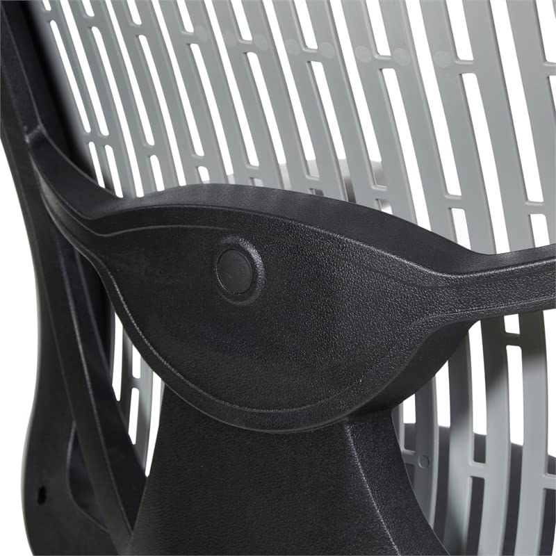Office Star 978 Series Adjustable Ergonomic Office Chair with Contoured Plastic Back & Built-in Lumbar Support - Grey - Perfect for Home Office, Executive Desk & Workspace Comfort