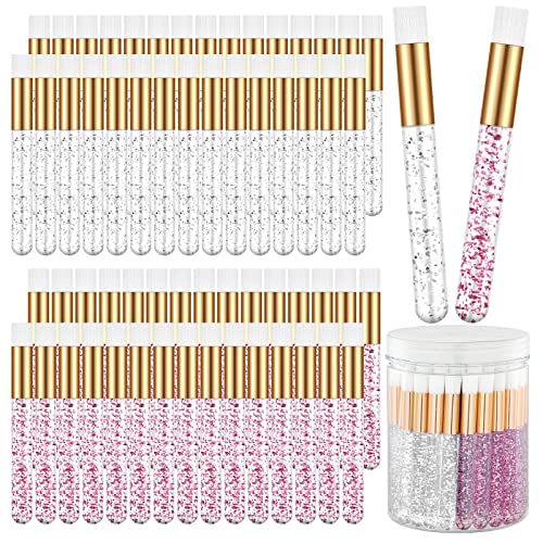 60 Pcs Eyelash Cleansing Brushes - Lash Shampoo Brushes for Eyelash Extensions, Glitter Removal & Blackhead Cleaning | Includes Storage Container | Perfect for Salon, Spa & Home Use (Pink, White)
