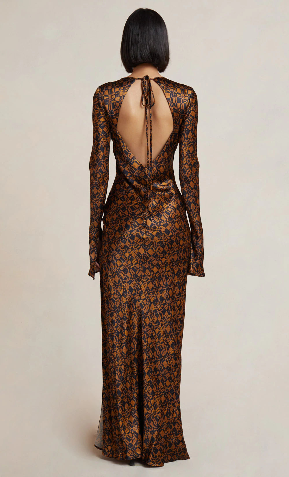 Checkmate Long Sleeve Maxi Dress for Women - Elegant Flowy Casual & Party Wear - Perfect for Weddings, Dates, and Special Occasions