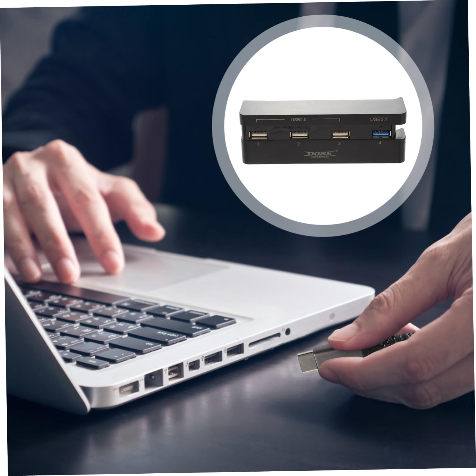 HOMSFOU 4-Port USB Hub Extender for Laptop & PC - High-Speed USB 3.0 Splitter with Universal ABS Case - Perfect for Home Office, Gaming & Multi-Device Charging