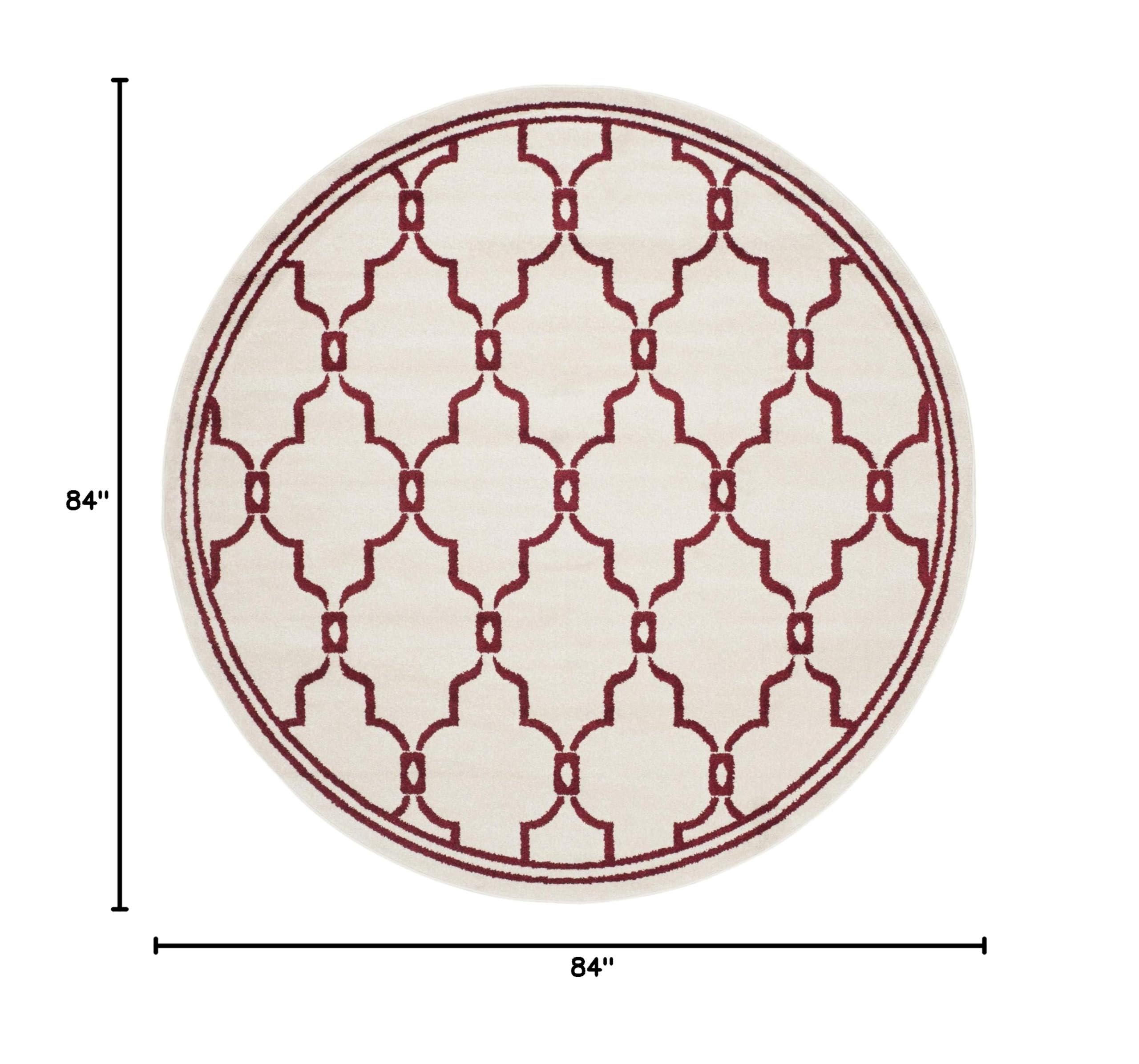 SAFAVIEH Amherst Collection 7' Round Ivory/Red Non-Shedding Area Rug - Perfect for Dining Room, Entryway, Foyer, Living Room & Bedroom | AMT414H Trellis Design